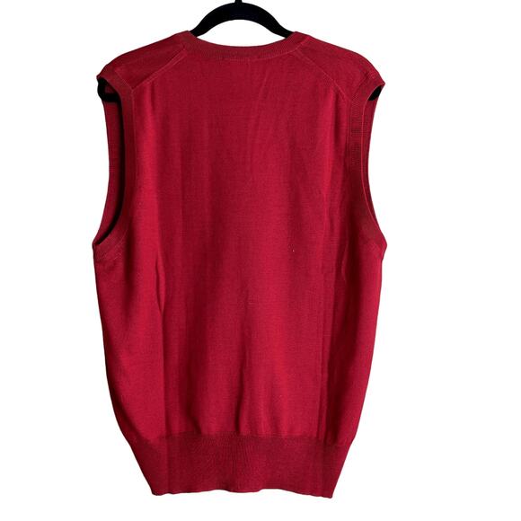 Vintage 80s 90s Tricots St. Raphael Men Size Large Pure Wool V Neck Sweater Vest - Picture 2 of 6